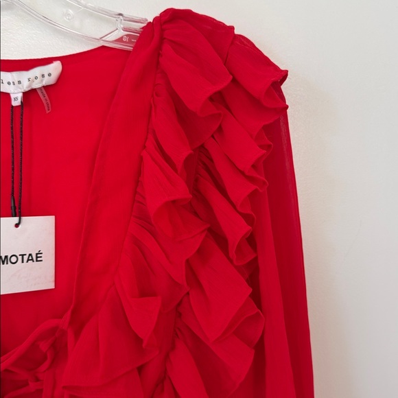 NWT Anthropologie Endless Rose LONG-SLEEVE RUFFLE MINI DRESS Size XS - Picture 4 of 10